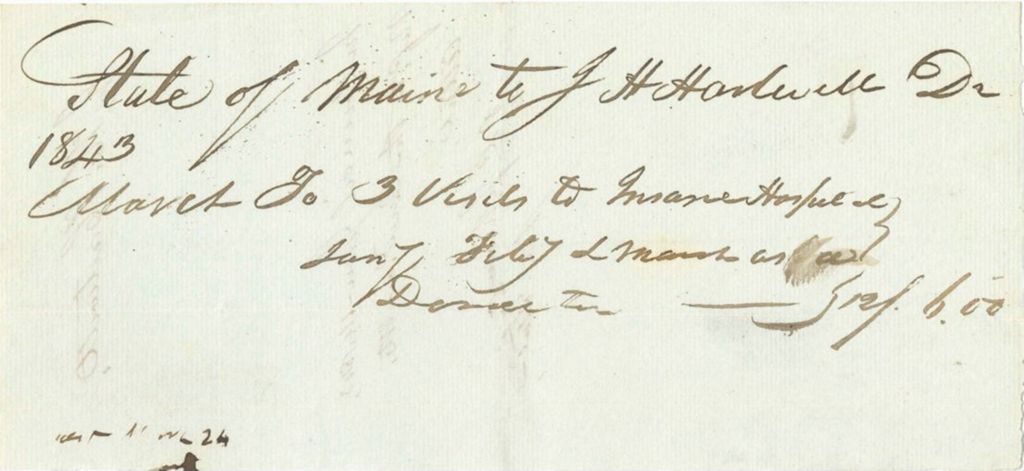 Miniature of Reciept to J.H. Hartwell from the State of Maine