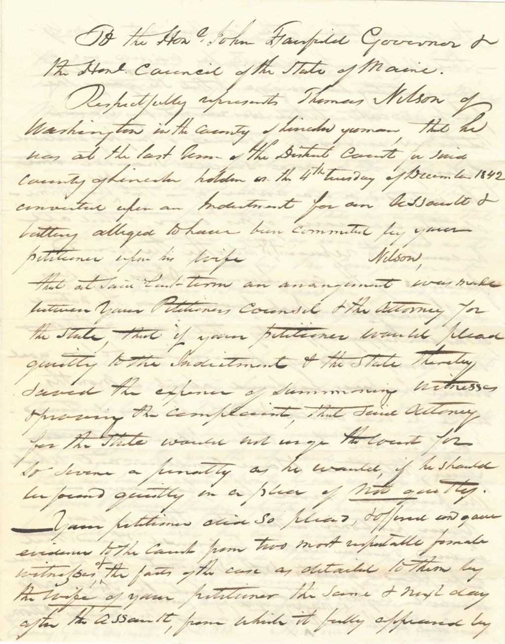 Miniature of Petition of Thomas Nelson for a Pardon
