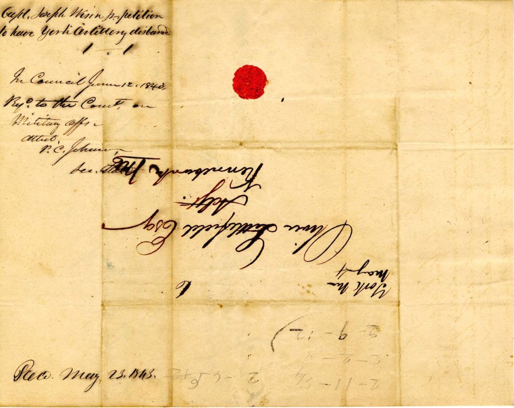 Miniature of Petition to disband company of [?] in town of York