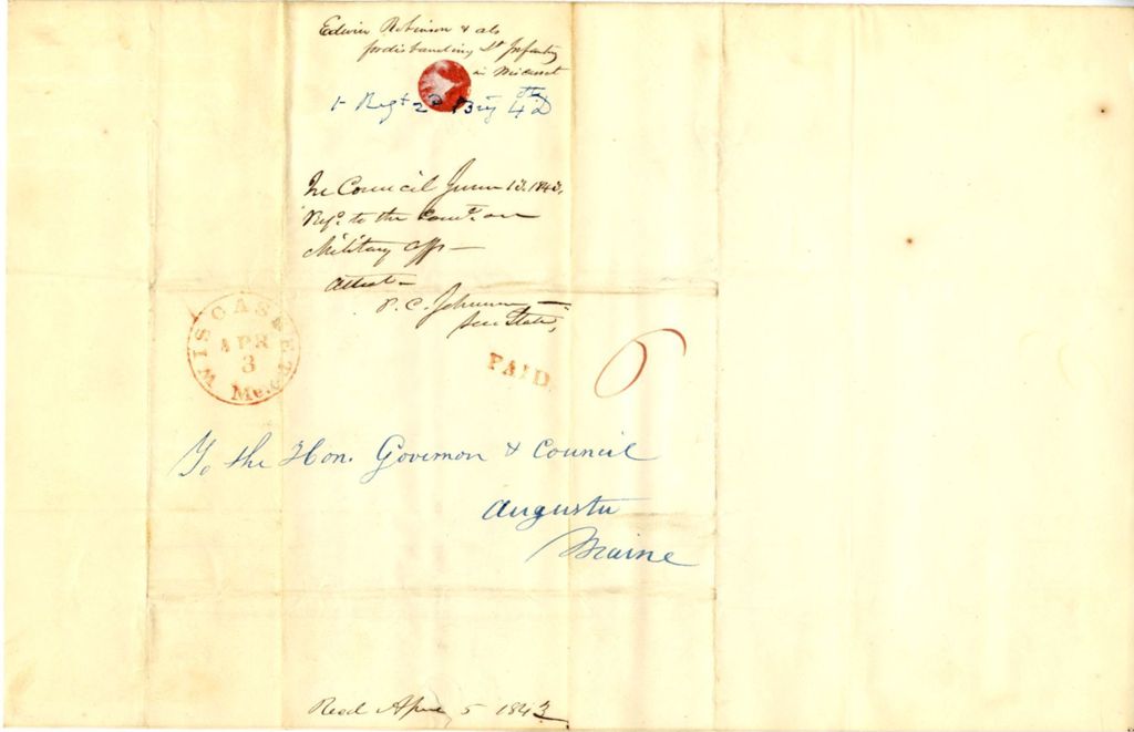 Miniature of Petition to disband company of infantry in the town of Wiscasset