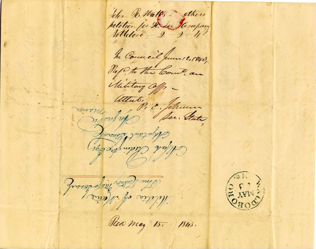 Miniature of Petition to organize company of infantry in the town of [Nobleboro?]