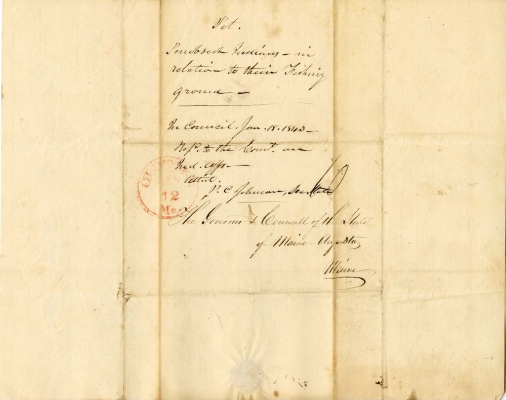 Miniature of Penobscot Indians - In relation to their fishing grounds