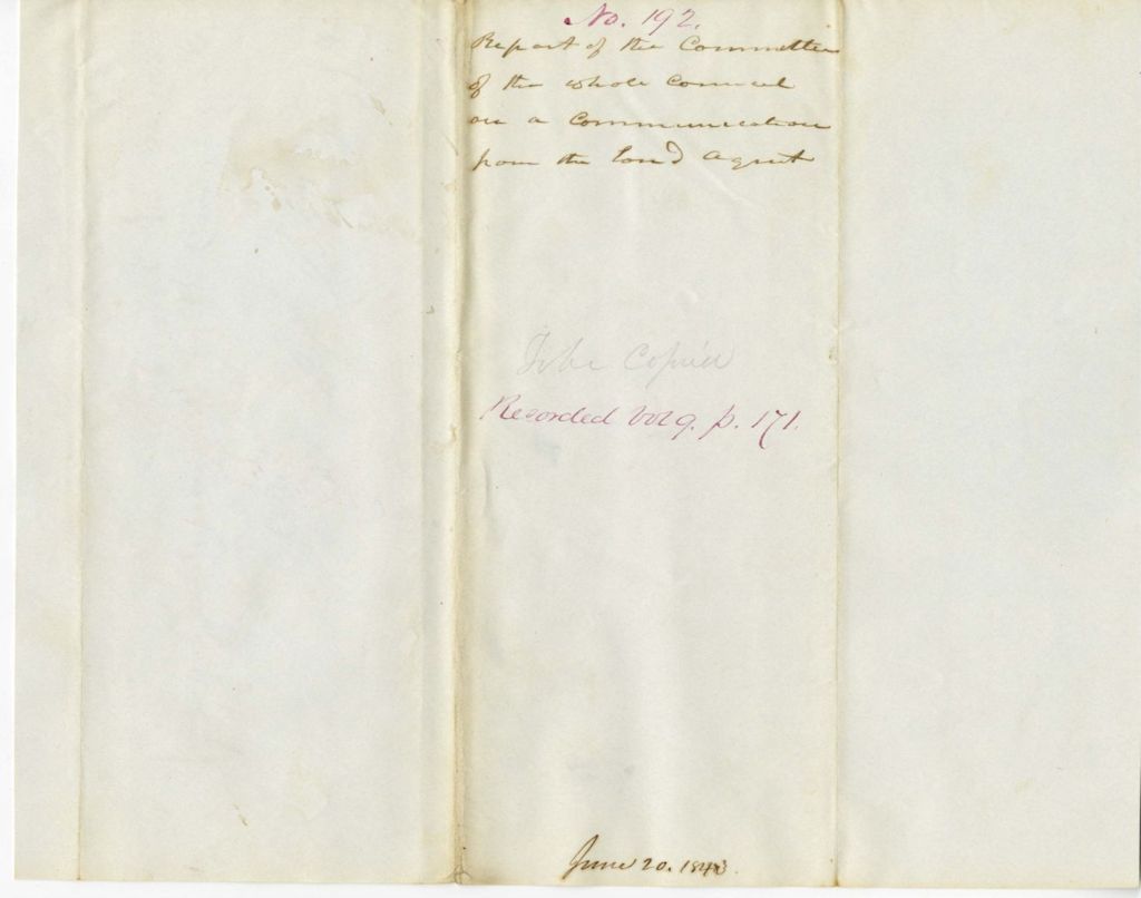 Miniature of Report on a communication from the Land Agent