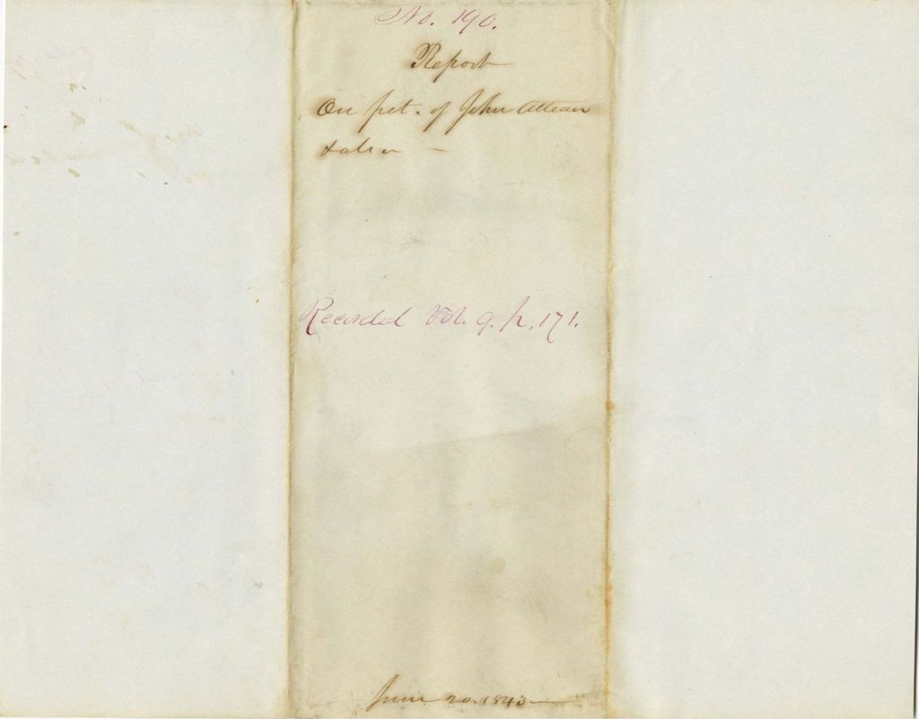 Miniature of Report on the petition of John Attean for transportation to Caughnawaga