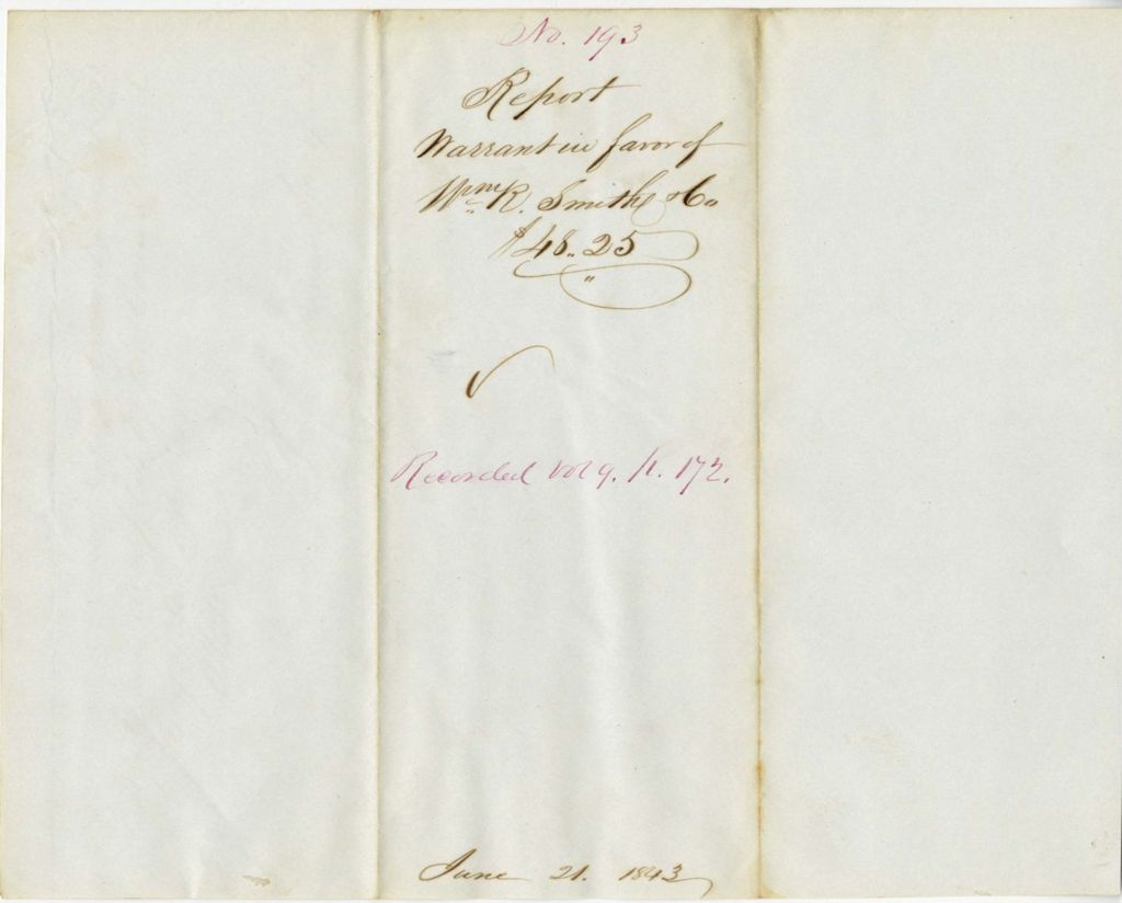 Miniature of Report on the warrant in favor of William R. Smith + co. for publishing proclamations