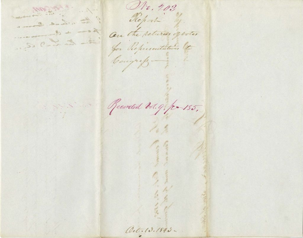 Miniature of Report on the returns of votes for representatives to Congress