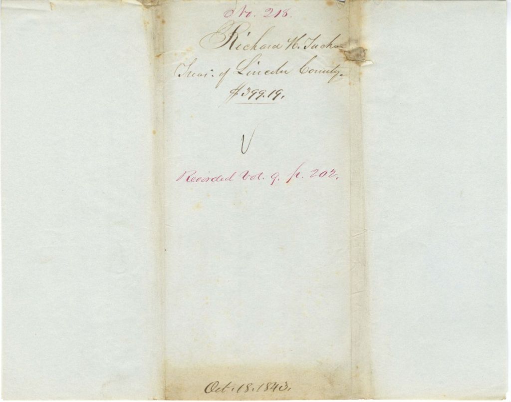 Miniature of Report on the warrant in favor of Richard H. Tucker, Treasurer of Lincoln County