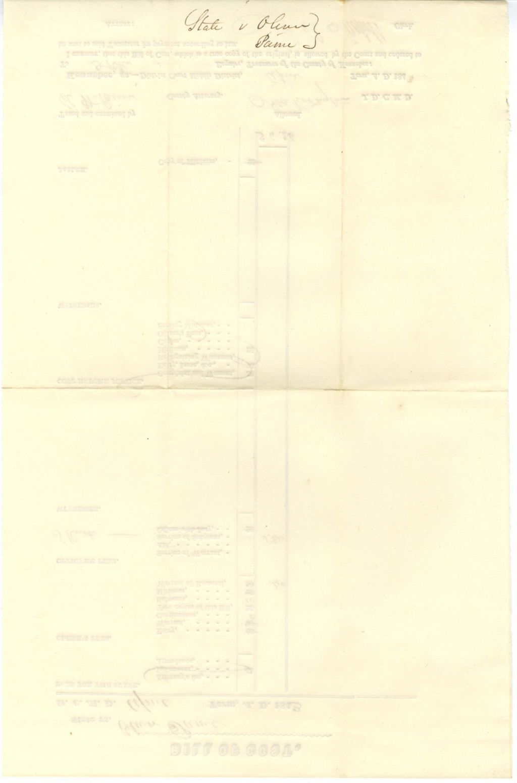 Miniature of Bill of Cost, State v. Paine