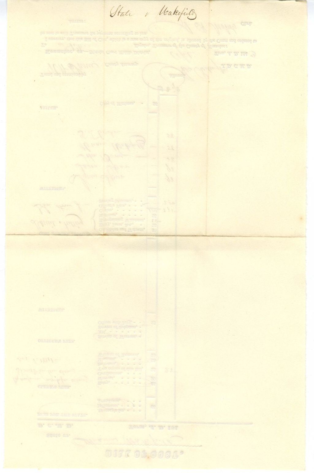 Miniature of Bill of Cost, State v. Wakefield