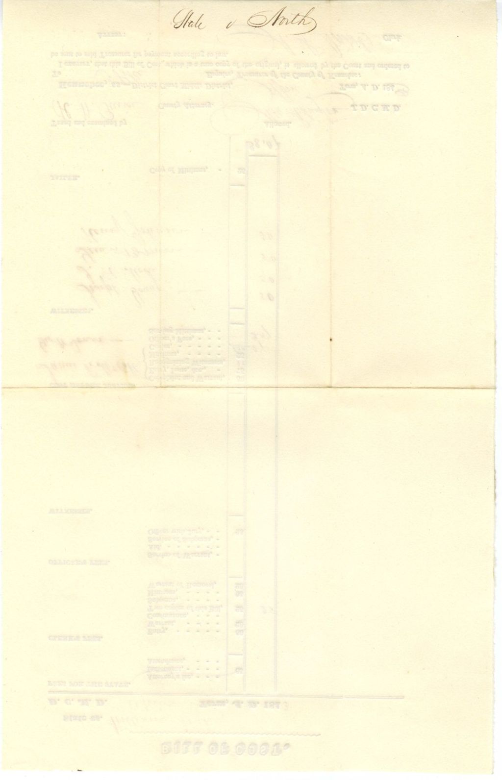 Miniature of Bill of Cost, State v. North