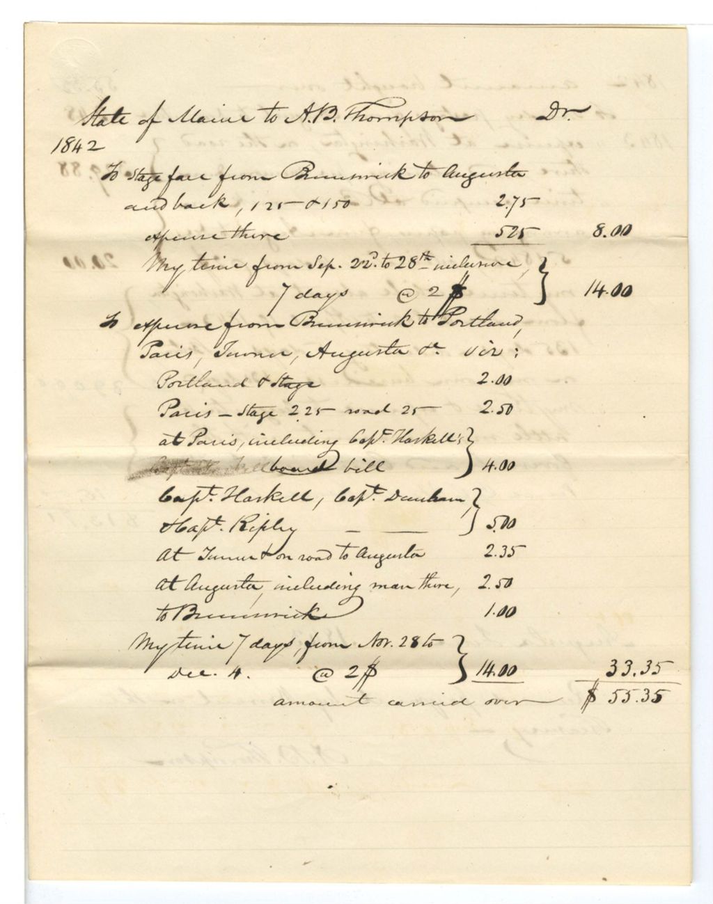 Miniature of Account of A. B. Thompson