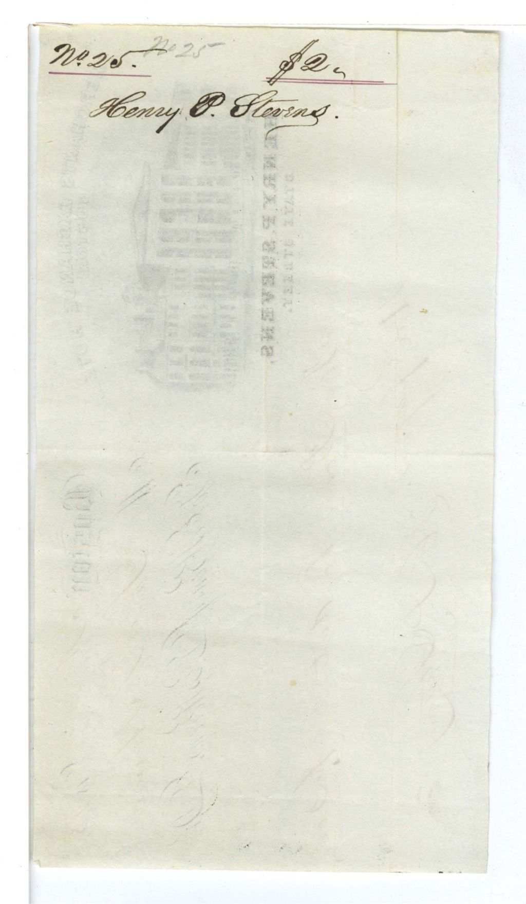 Miniature of Voucher, H. P. Stevens