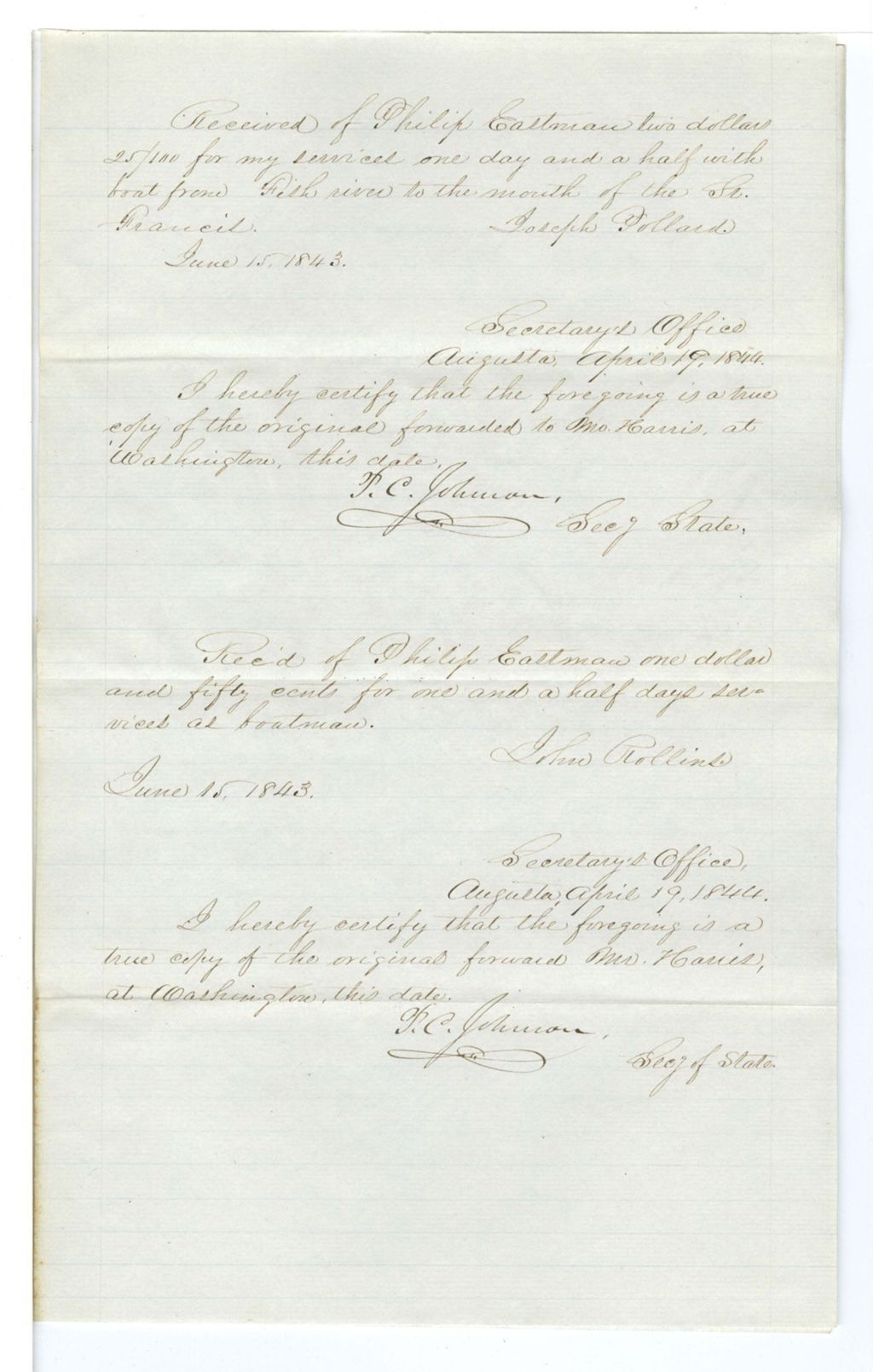 Miniature of Account of P. Eastman