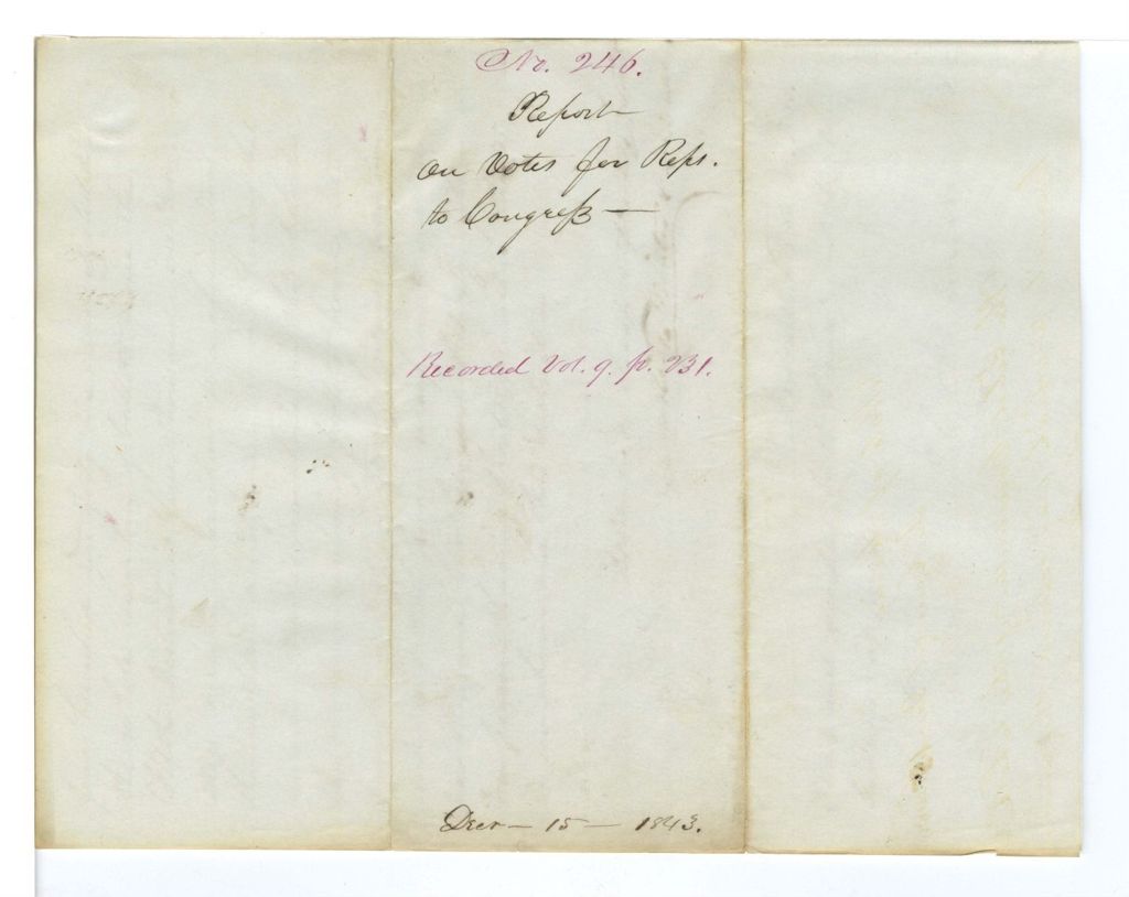 Miniature of Report on votes for Reps. to Congress