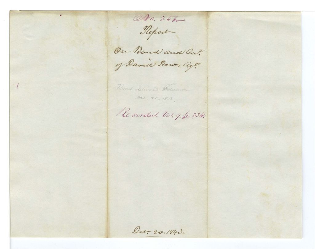 Miniature of Report on bond and account of David Dow, agent