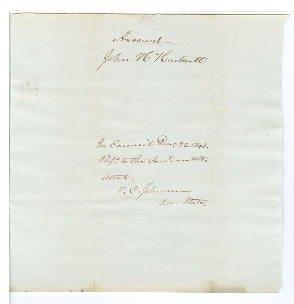 Miniature of Account, John H. Hartwell