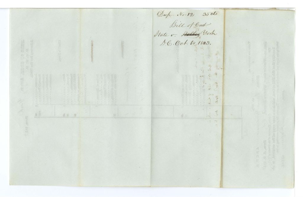 Miniature of Bill of Cost, State v. York