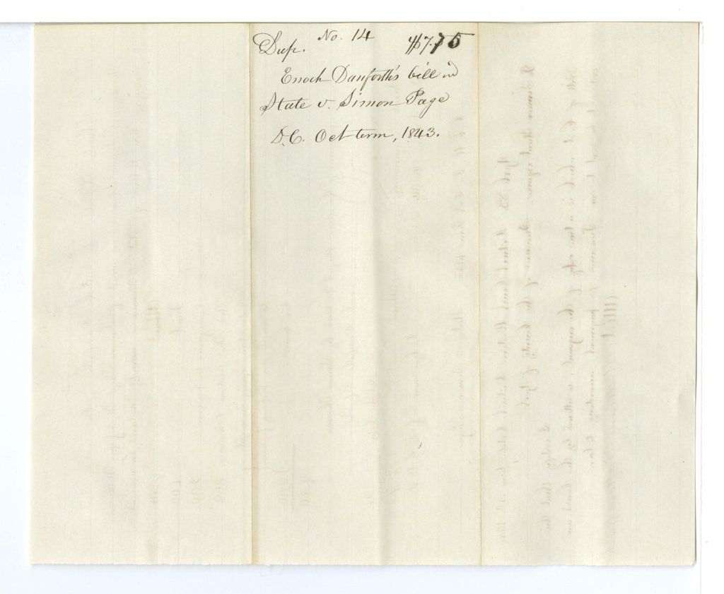 Miniature of Enoch Danforth's bill in State v. Simon Page