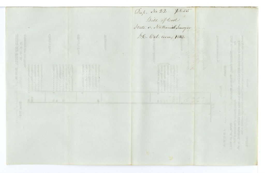 Miniature of Bill of Cost, State v. Nathanel Sawyer