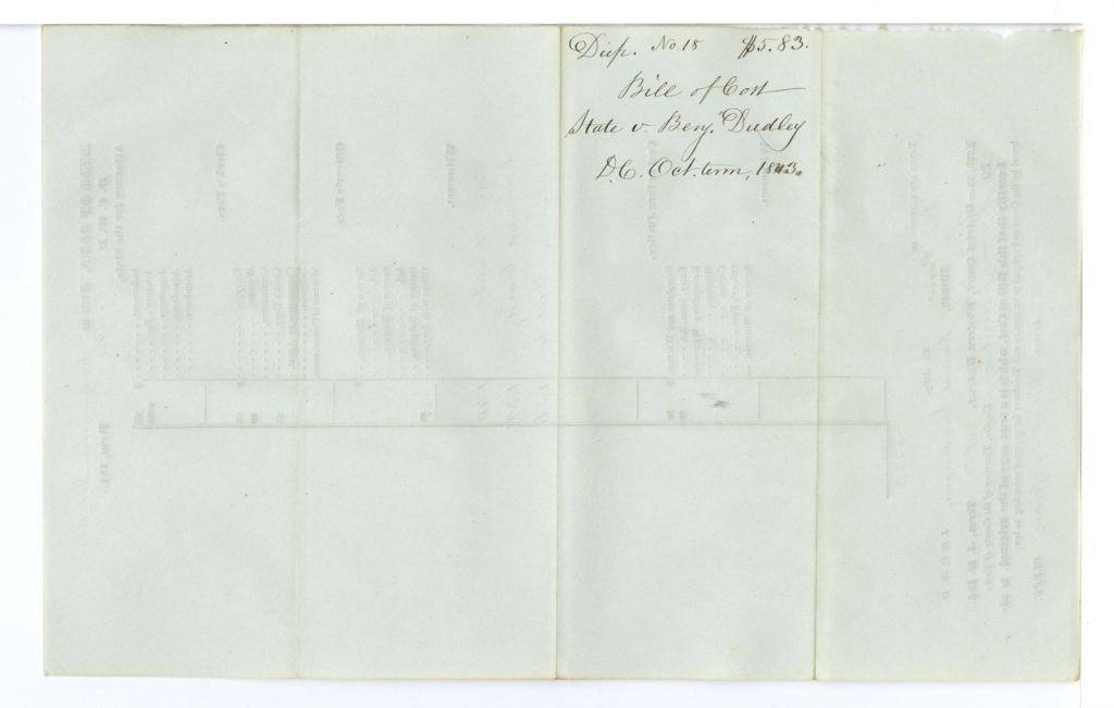 Miniature of Bill of Cost, State v. Benjamin Dudley