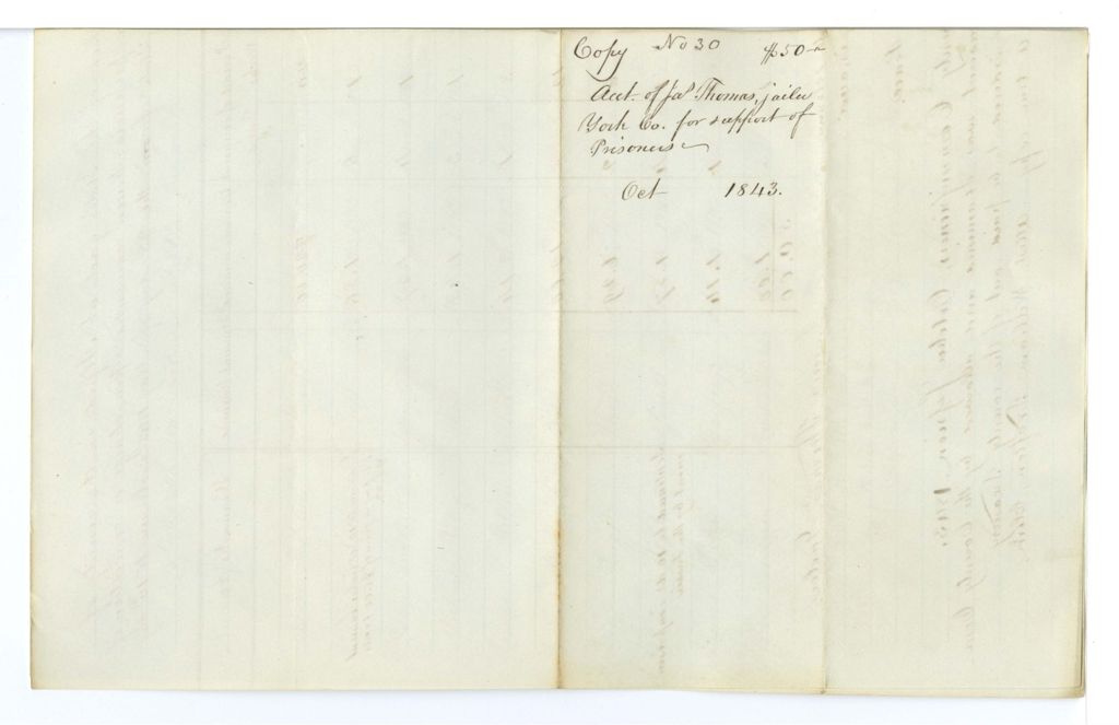 Miniature of Account of James Thomas, jailer for York County, for support of prisoners