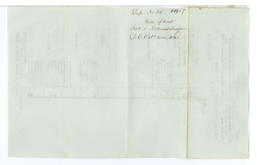 Miniature of Bill of Cost, State v. Nathanel Sawyer