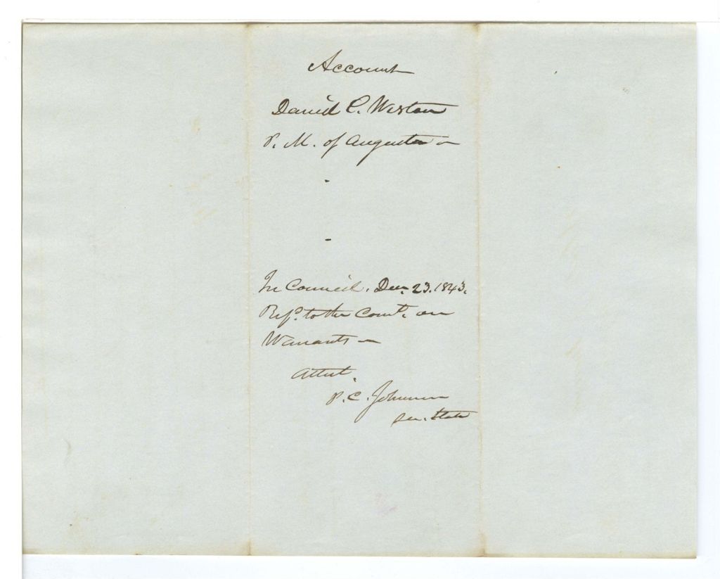 Miniature of Account of David C. Weston, P.M. of Augusta