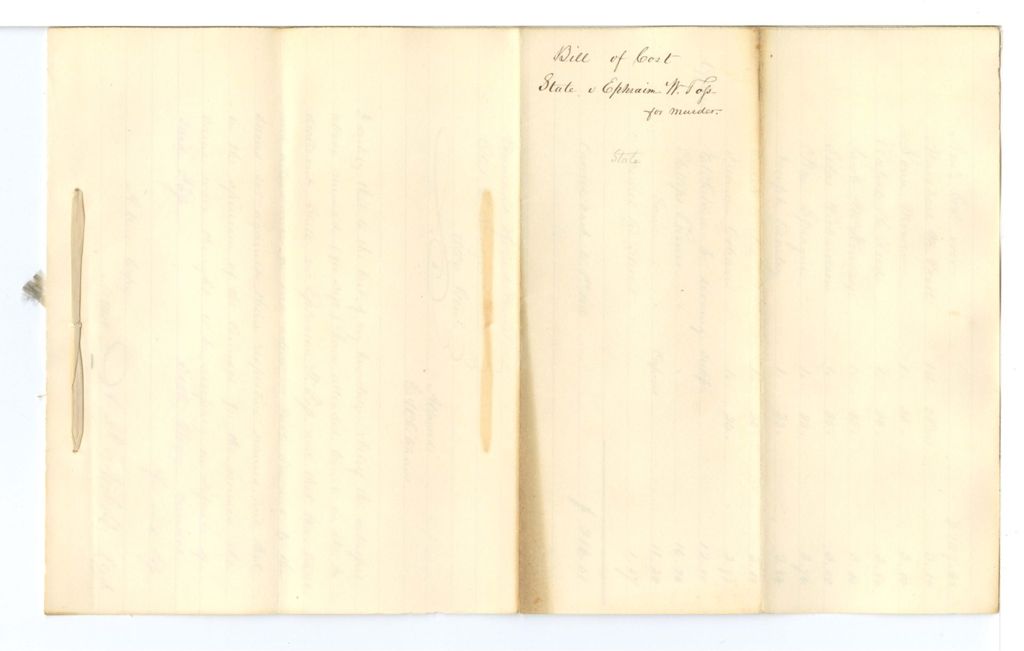 Miniature of Bill of Cost, State v. Ephraim W. Foss for murder