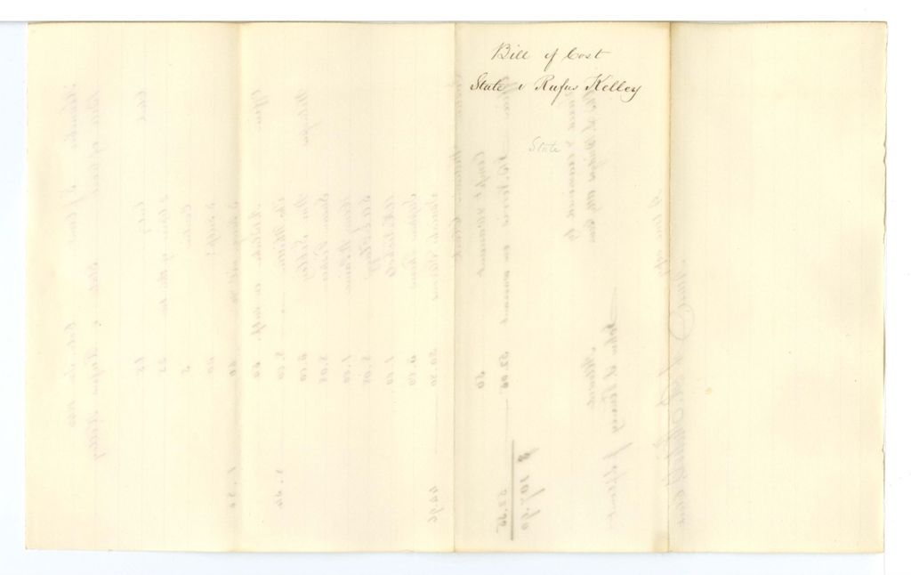 Miniature of Bill of Cost, State v. Rufus Kelley