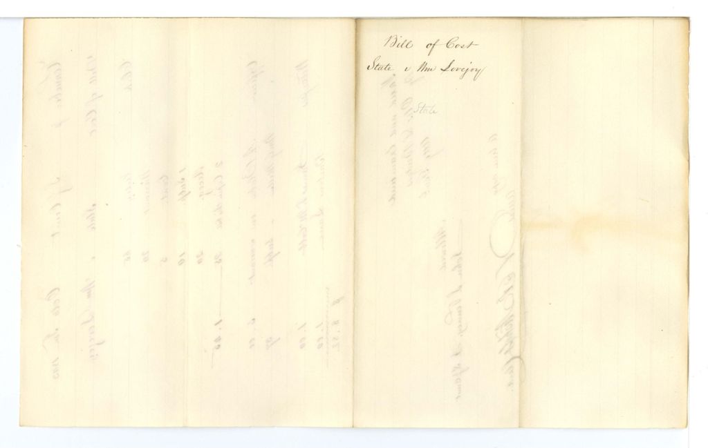 Miniature of Bill of Cost, State v. W. Lovejoy