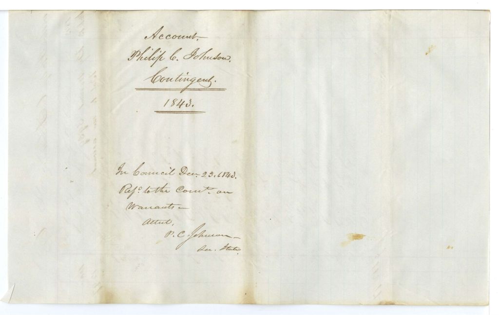 Miniature of Account, Philip C. Johnson Contingent