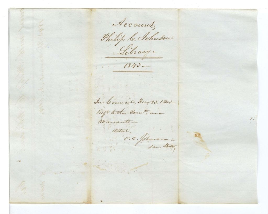 Miniature of Account of Philip C. Johnson, Library