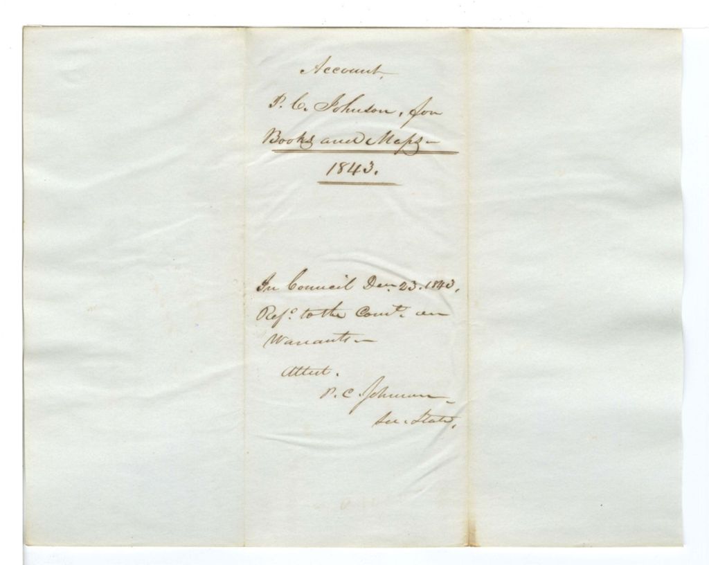 Miniature of Account of P. C. Johnson for books and maps