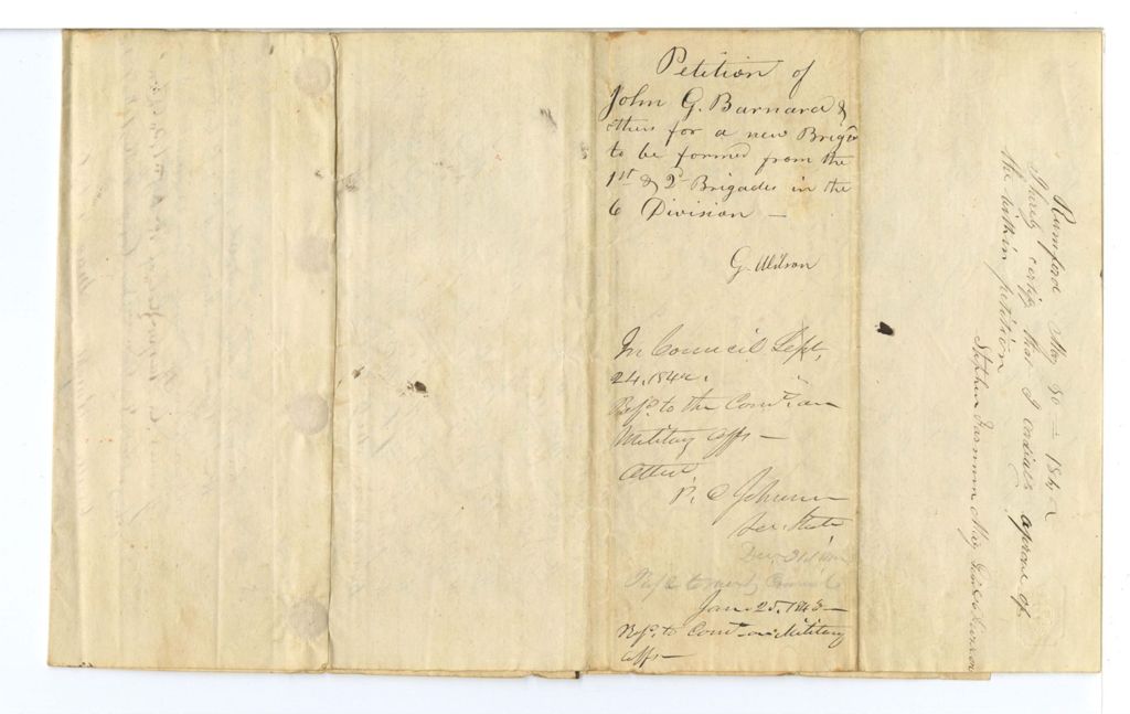 Miniature of Petition of John G. Barnard and others for a new Brigade to be formed from the 1-2-6