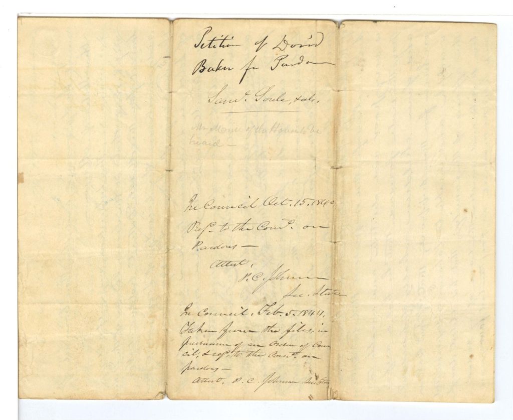 Miniature of Petition of David Baker for pardon