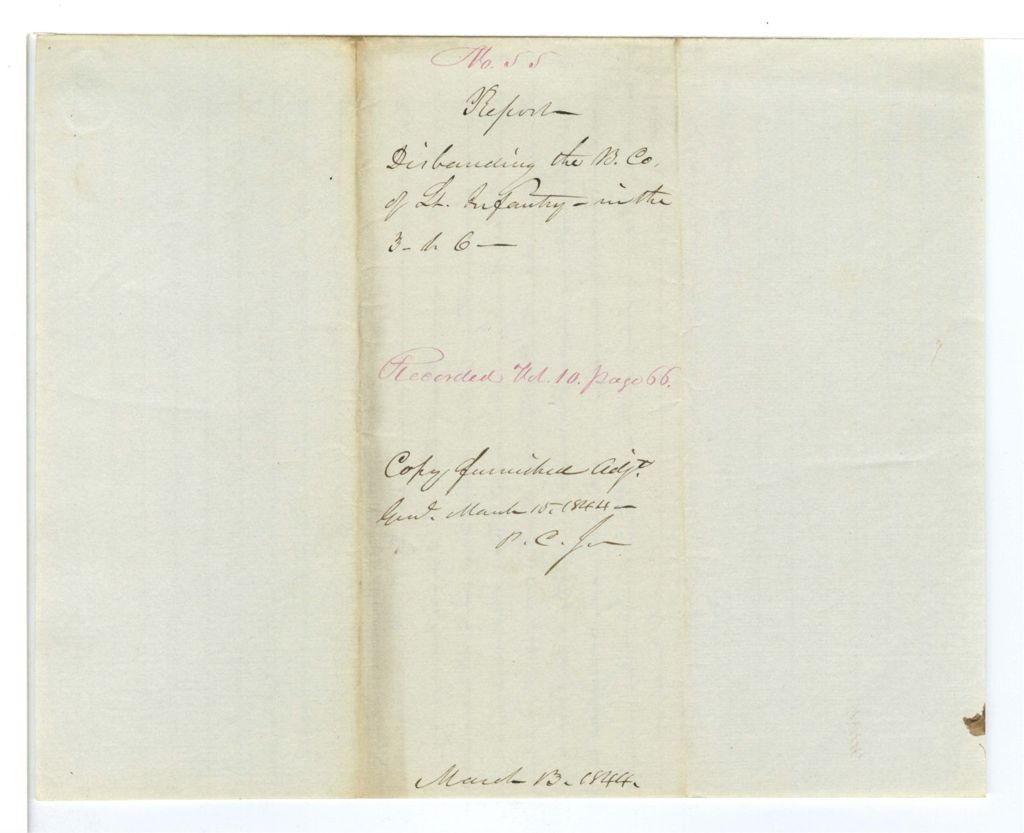 Miniature of Report 55: Report disbanding the B Company of Lt. Infantry in the 3.1.6
