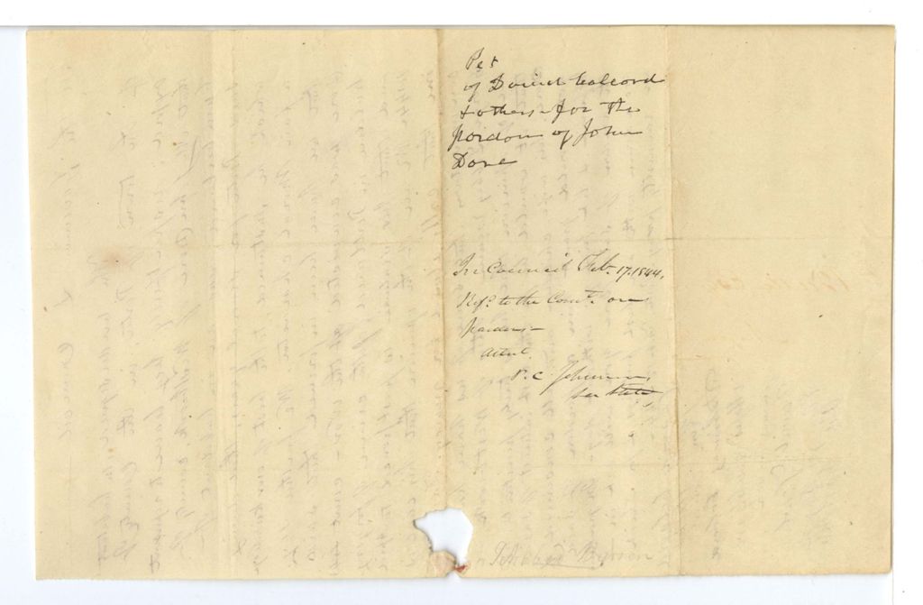 Miniature of Petition of David [Coleord?] for the pardon of John Dore