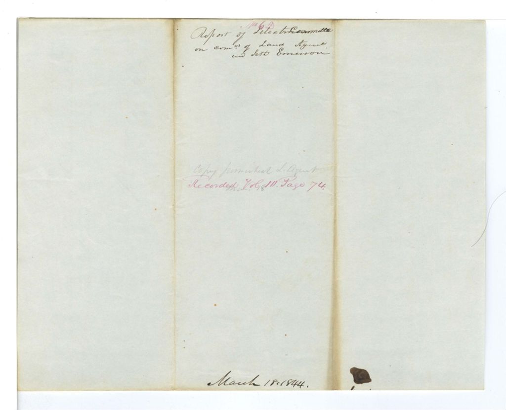 Miniature of Report 62: Report of the Selectman Committee on communications of the Land agent and Seth Emerson