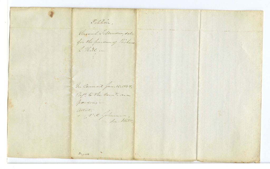 Miniature of Petition of Samuel Fessenden and others for the pardon of L. Hill
