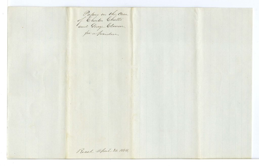 Miniature of Papers in the case of Charles Chatto and George [Clanon?] for a pardon