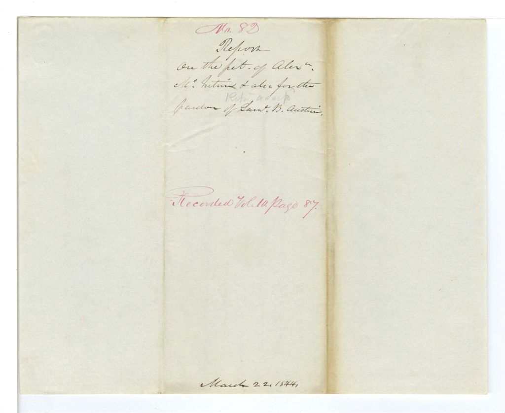 Miniature of Report 82: Report on the petition of Alexander McIntire and others for the pardon of Samuel B. Austin of York for larceny