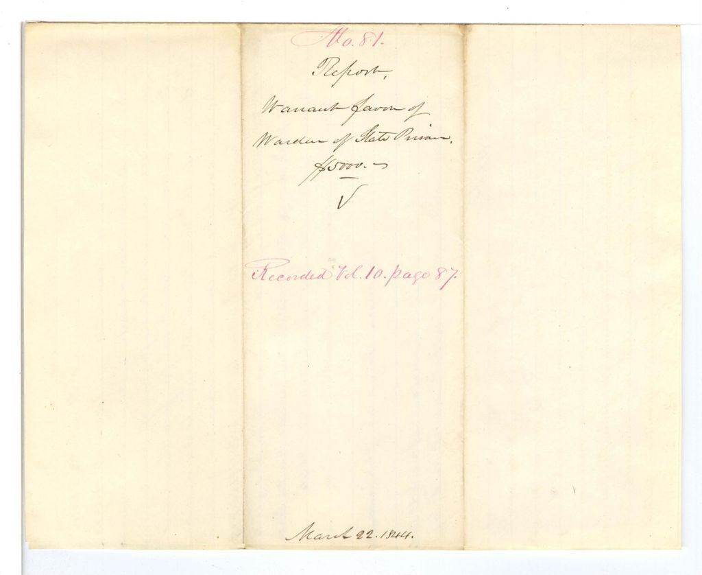 Miniature of Report 81: Report on the warrant in favor of the Warden of the State Prison
