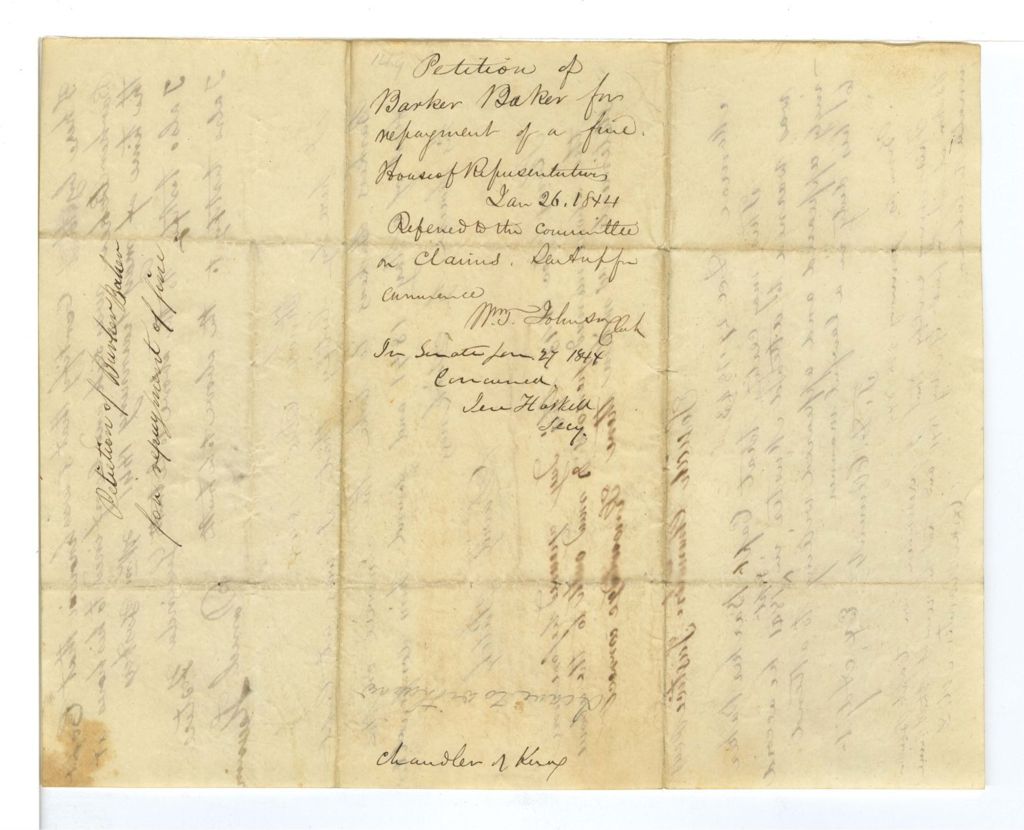 Miniature of Petition of Barker Baker for repayment of a fine