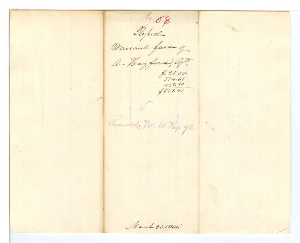 Miniature of Report 88: Report on the warrant in favor of A. Hayford, Agent of the Penobscot Indians