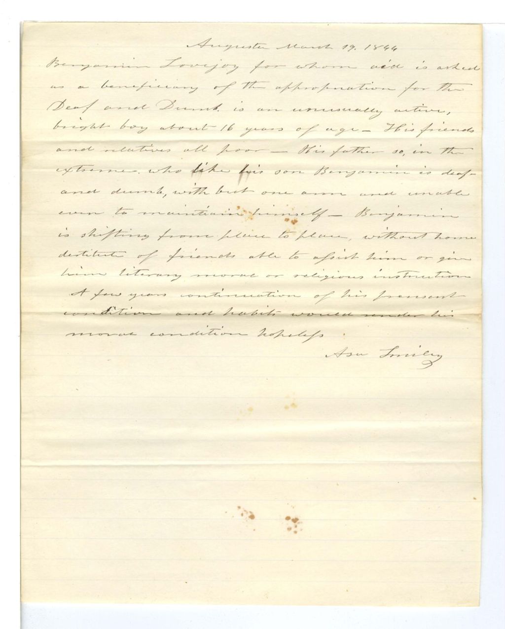 Miniature of [Petition in favor of Benjamin Lovejoy?]