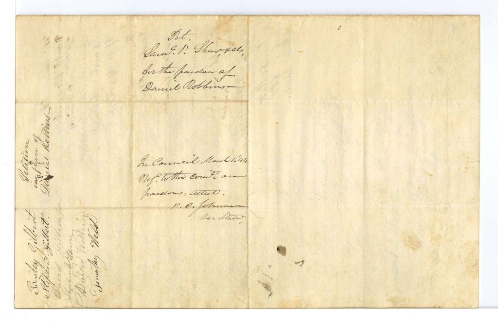 Miniature of Petition of Samuel P. Shaw and others for the pardon of Daniel Robbins