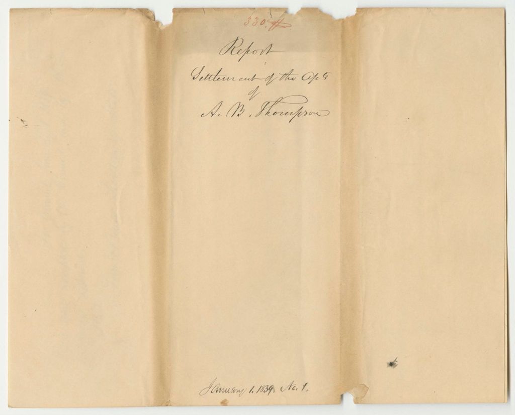 Miniature of Report 330: Report on the Settlement of the Account of Abner B. Thompson, Late Adjutant General and Acting Quartermaster General