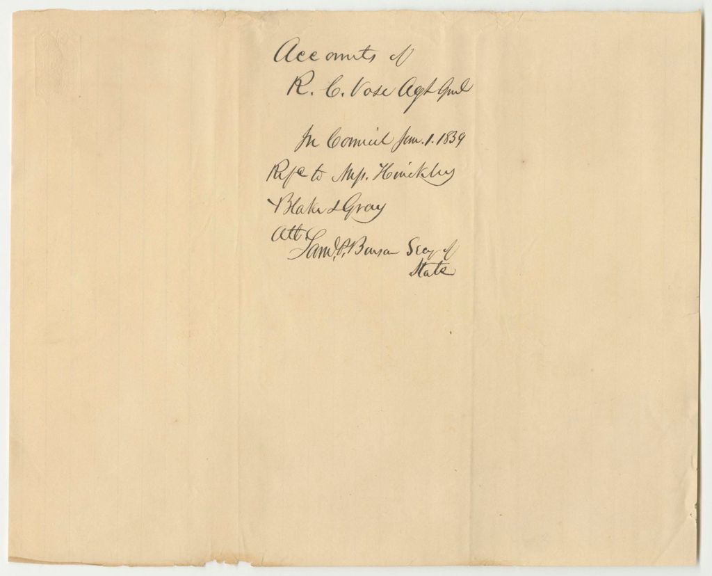Miniature of Accounts of Rufus C. Vose, Adjutant General