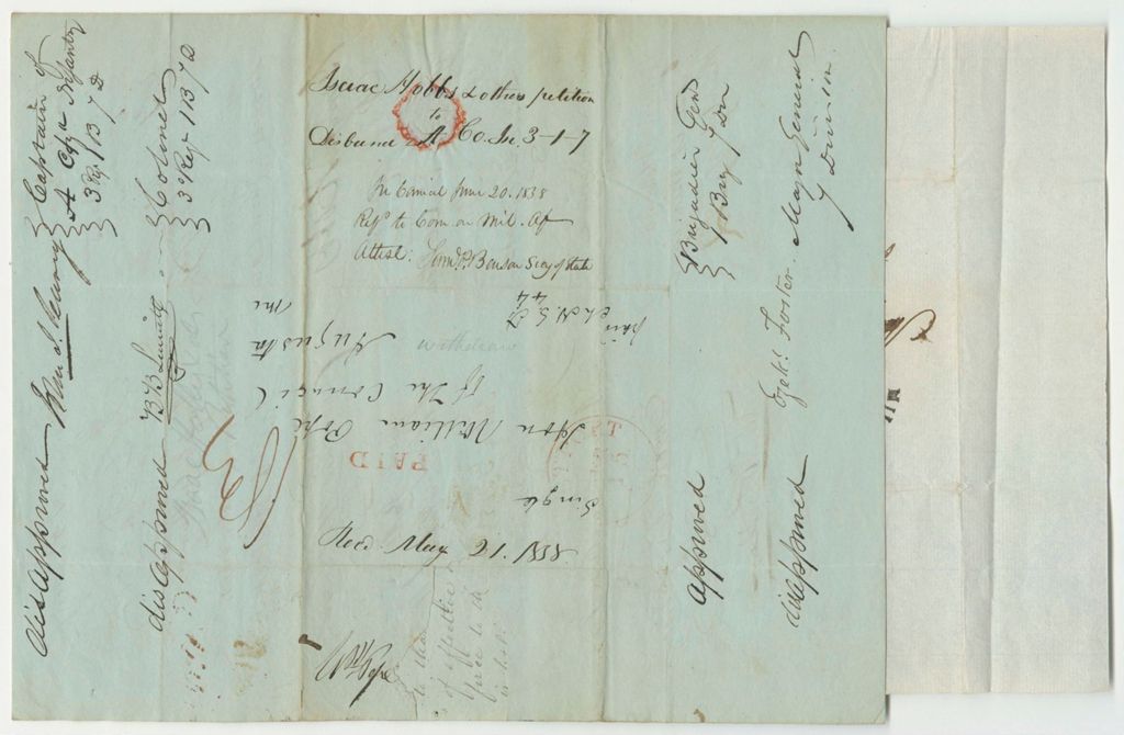 Miniature of Petition of Isaac Hobbs and Others to Disband the Light Infantry Company in the 3rd Regiment 1st Brigade 7th Division