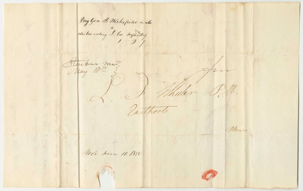 Miniature of Communication from Brigadier General A. Wakefield, in Relation to the Petition to Disband the J. Company in the 1st Regiment 2nd Brigade 7th Division